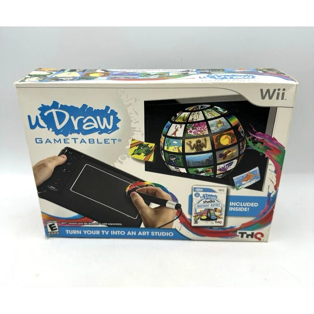 THQ Nintendo Wii uDraw Black Game Tablet w/ Studio Game **UNTESTED**